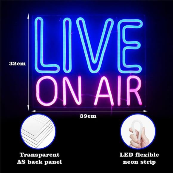 Live OnAir Neon Signs,Neon Signs for Wall Decor,Neon Light USB Powered,Led Signs - Picture 4 of 6